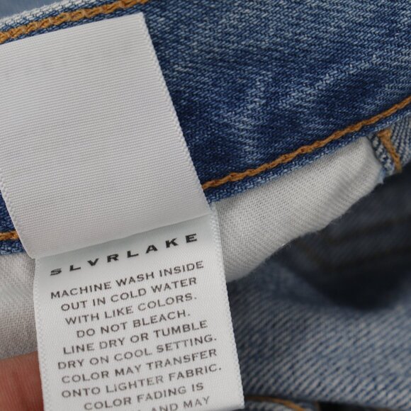 SLVRLAKE Jeans Womens 24 L29 Virginia Slim Destroyed Straight Leg Cotton Denim - Picture 11 of 12